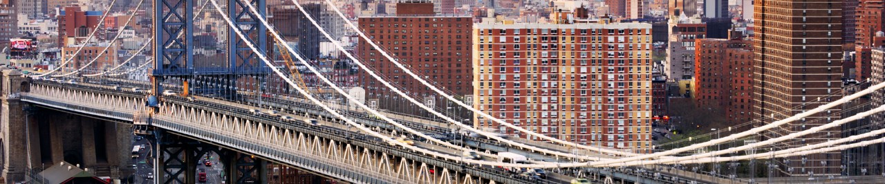 Overlooking the bridge and the buildings